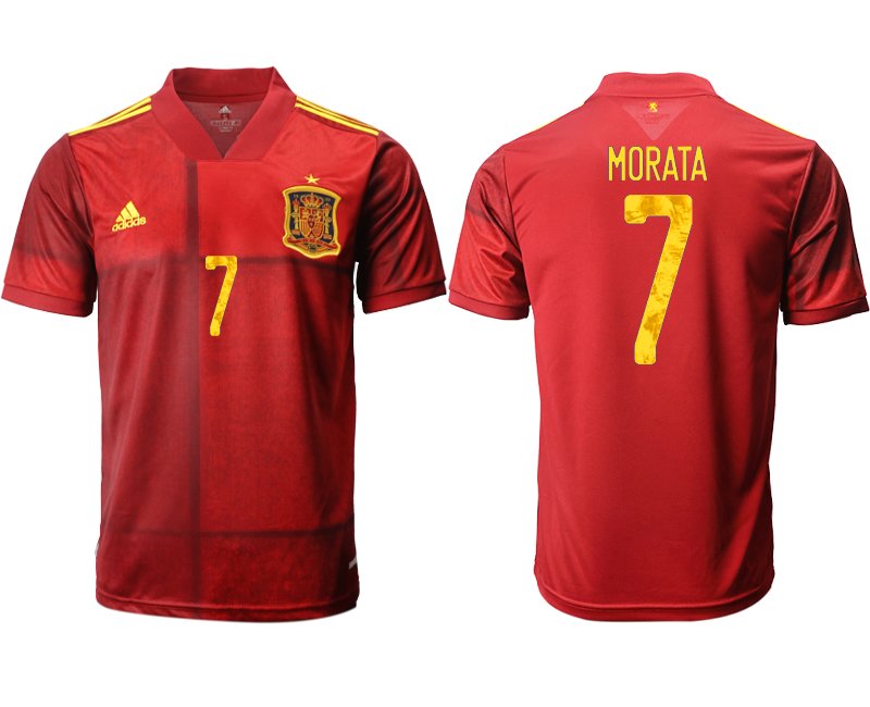 Fussballtrikot Spanien Heim 2020/21 Erwachsene rot mit Aufdruck MORATA 7