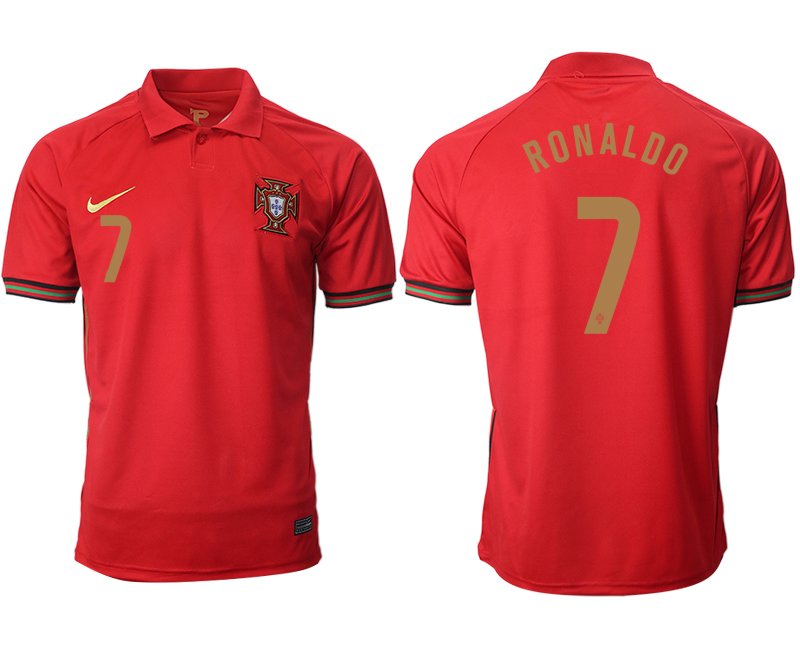 Günstige Fußballtrikots Portugal Heimtrikot 2020/21 rot/gold mit Aufdruck RONALDO 7 kaufen