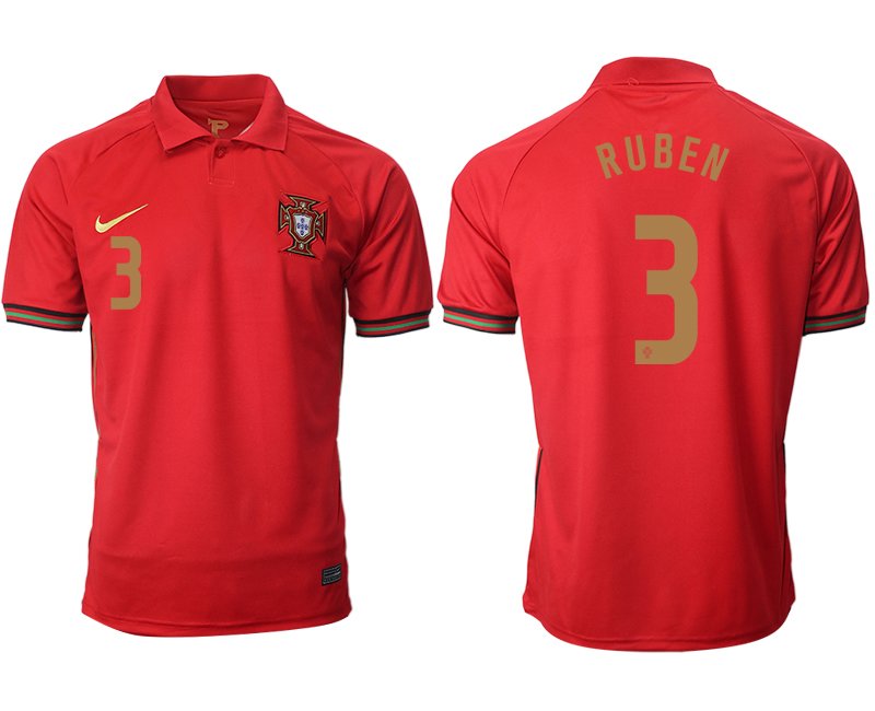 Günstige Fußballtrikots Portugal Heimtrikot 2020/21 rot/gold mit Aufdruck RUBEN 3 kaufen