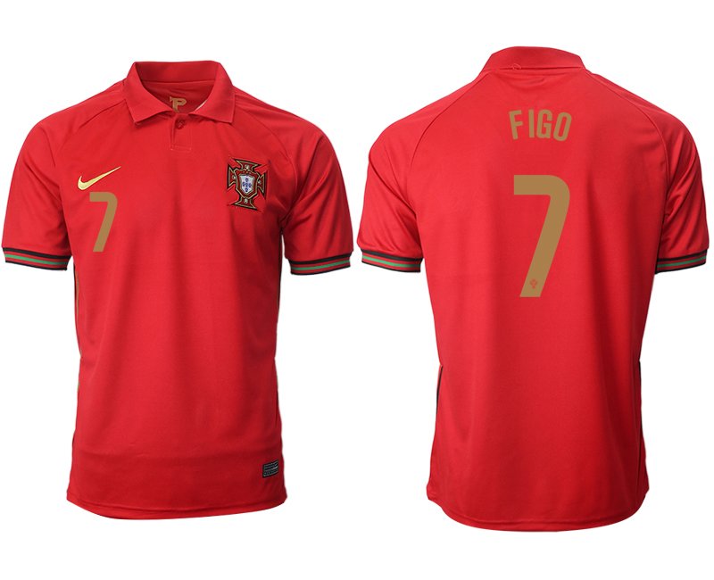 Günstige Portugal Heimtrikot EURO 2020/21 rot/gold mit Aufdruck FIGO 7 kaufen