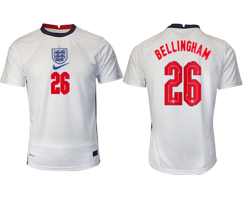 Herren England Heimtrikot EM 2020 weiß/blau mit Aufdruck BELLINGHAM 26