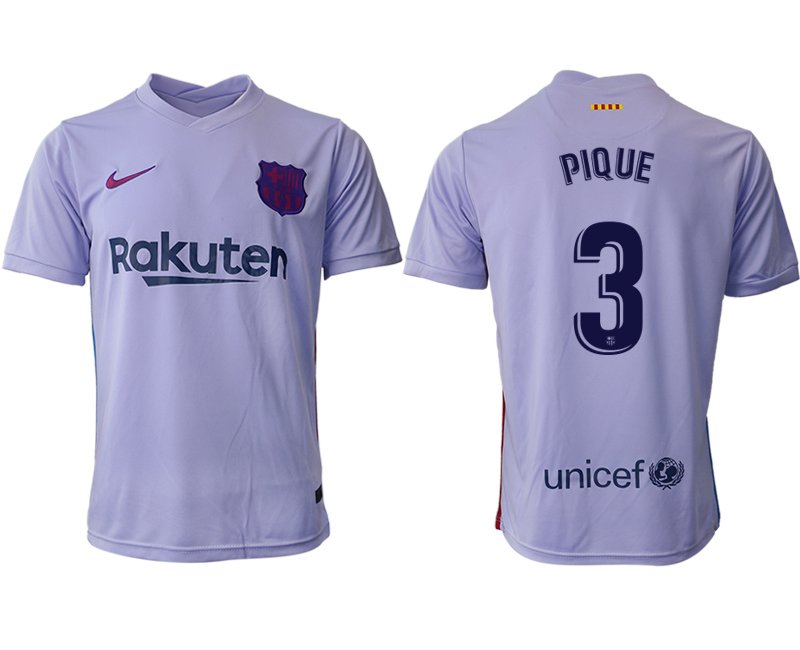 Herren Fußballtrikot FC Barcelona 21-22 Auswärts Trikot mit Aufdruck PIQUE 3