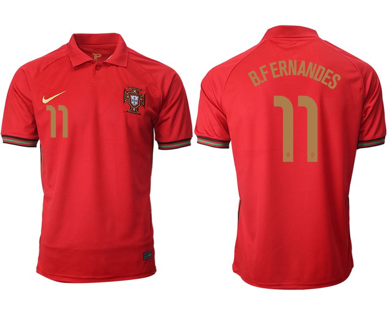 Herren Portugal Heimtrikot EURO 2020/21 rot/gold mit Aufdruck B.FERNANDES 11