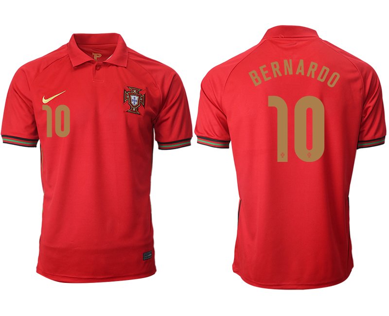 Herren Portugal Heimtrikot EURO 2020/21 rot/gold mit Aufdruck Bernardo 10