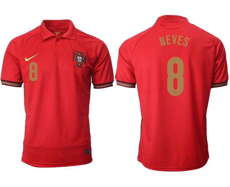 Herren Portugal Heimtrikot EURO 2020/21 rot/gold mit Aufdruck NEVES 8