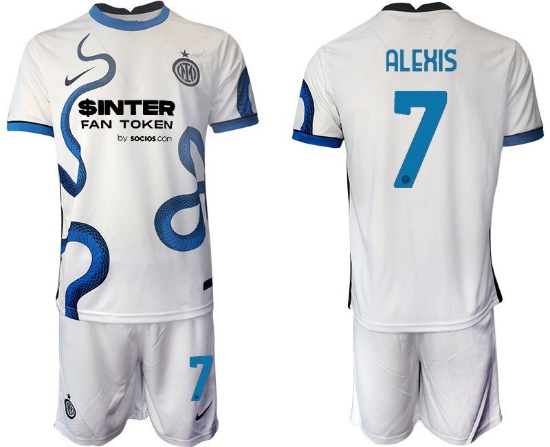 Inter Mailand Stadium Auswärtstrikot 2021/22 weiß/blau mit Aufdruck Alexis 7