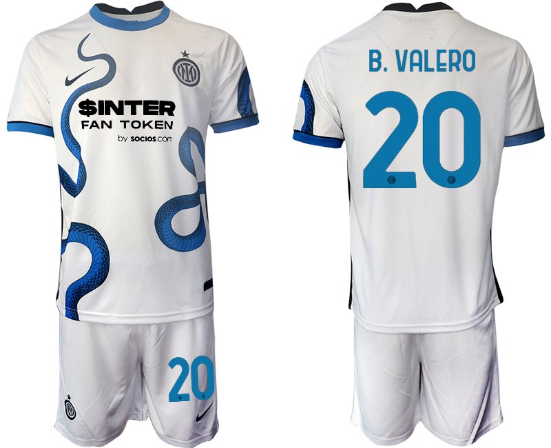 Inter Mailand Stadium Auswärtstrikot 2021/22 weiß/blau mit Aufdruck B.Valero 20