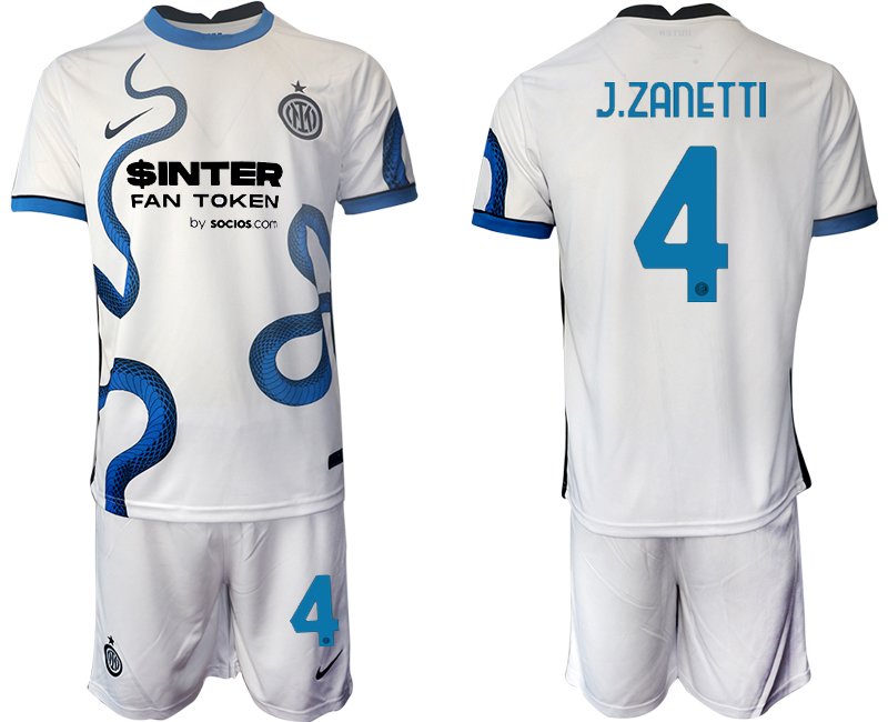 Inter Mailand Stadium Auswärtstrikot 2021/22 weiß/blau mit Aufdruck J.Zanetti 4