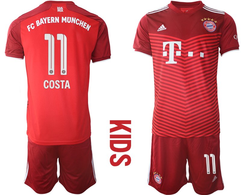 Kinder Trikotsatz FC Bayern München Heimtrikot rot 2021/2022 mit Aufdruck COSTA 11