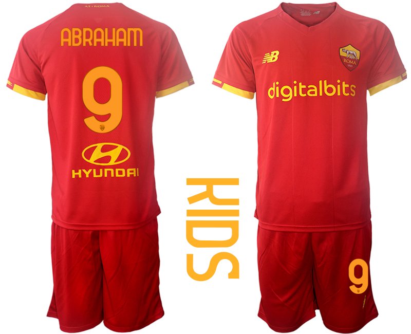 Kindertrikot AS Roma Heim Trikot 2021/22 rot für Kinder ABRAHAM 9 Trikotsatz