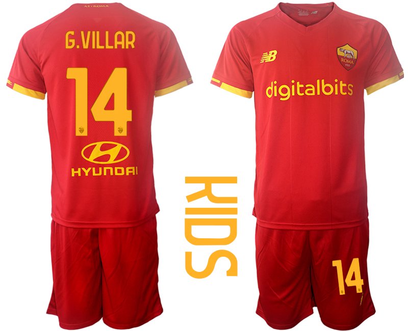 Kindertrikot AS Roma Heim Trikot 2021/22 rot für Kinder G.VILLAR 14 Trikotsatz