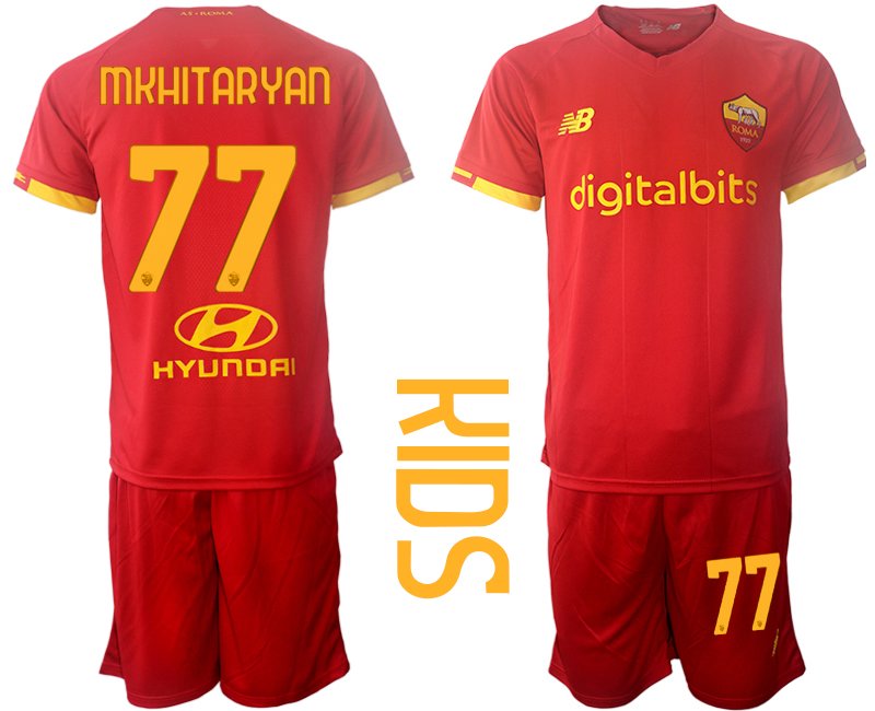 Kindertrikot AS Roma Heim Trikot 2021/22 rot für Kinder MKHITARYAN 77