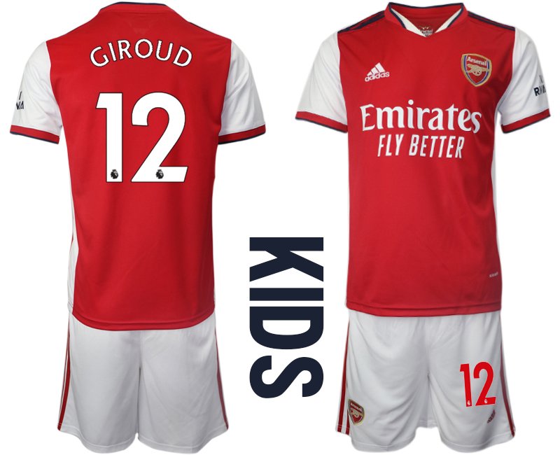 Kindertrikot FC Arsenal Heimtrikot 2021/2022 für Kinder weiß/rot mit Giroud 12 Aufdruck