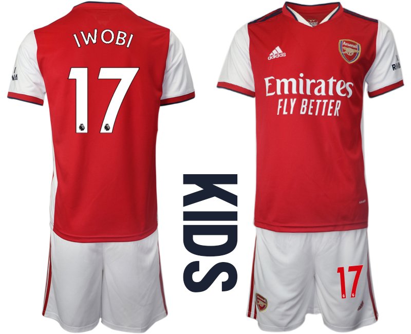 Kindertrikot FC Arsenal Trikot Home 2021/2022 Kinder weiß/rot mit IWOBI 17 Aufdruck