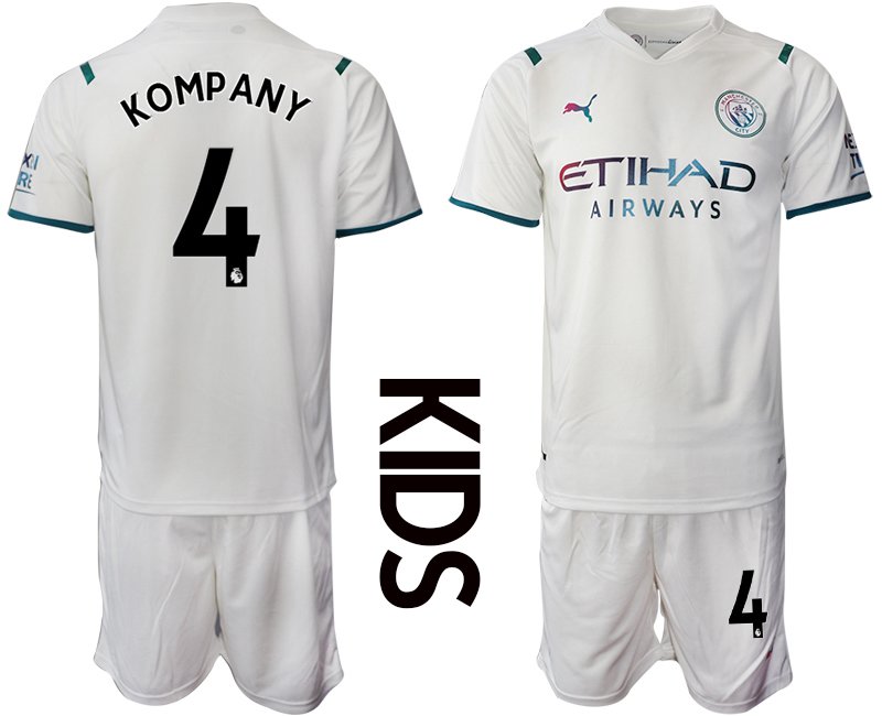 Kindertrikot Manchester City 2021/22 Auswärtstrikot weiß für Kinder KOMPANY 4