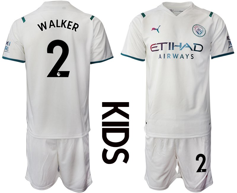 Kindertrikot Manchester City 2021/22 Auswärtstrikot weiß für Kinder Walker 2