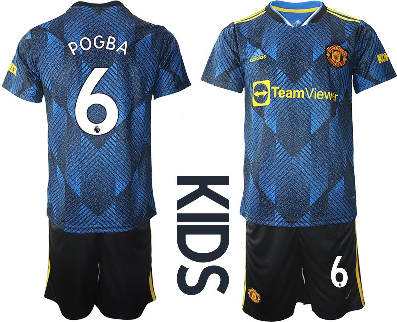 Kindertrikot Manchester United Ausweichtrikot blau 2021-22 für Kinder Pogba 6