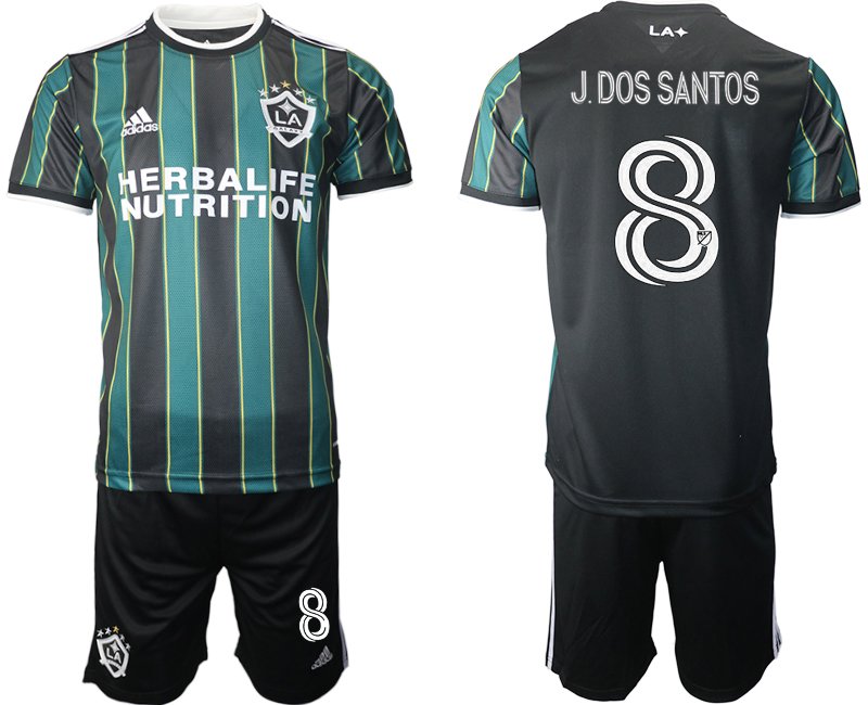 LA Galaxy 2021/2022 Away Jersey Black Green With J.Dos Santos 8 Printing
