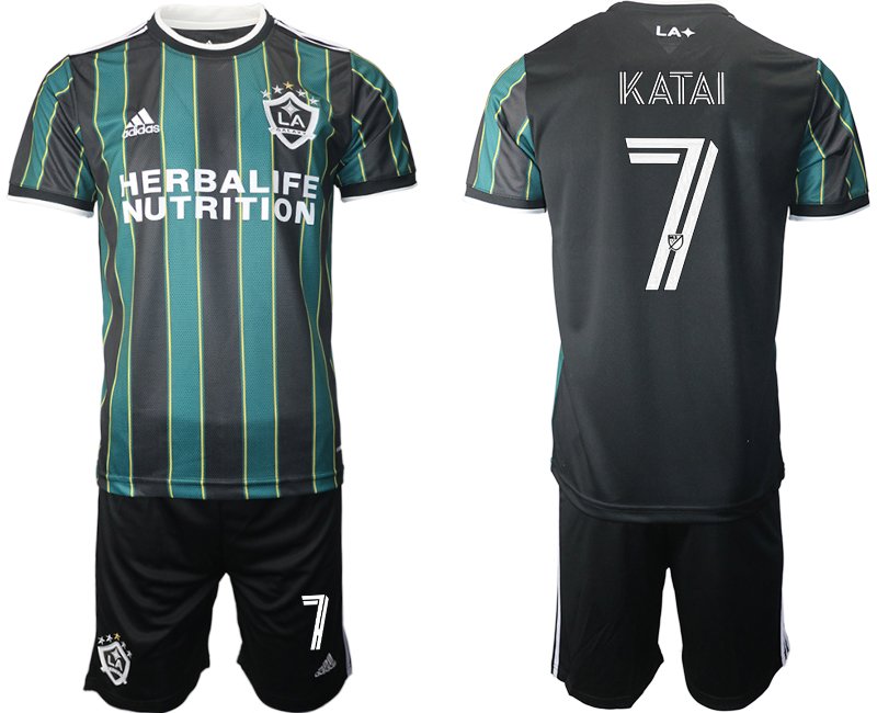 LA Galaxy 2021/2022 Away Jersey Black Green With KATAI 7 Printing