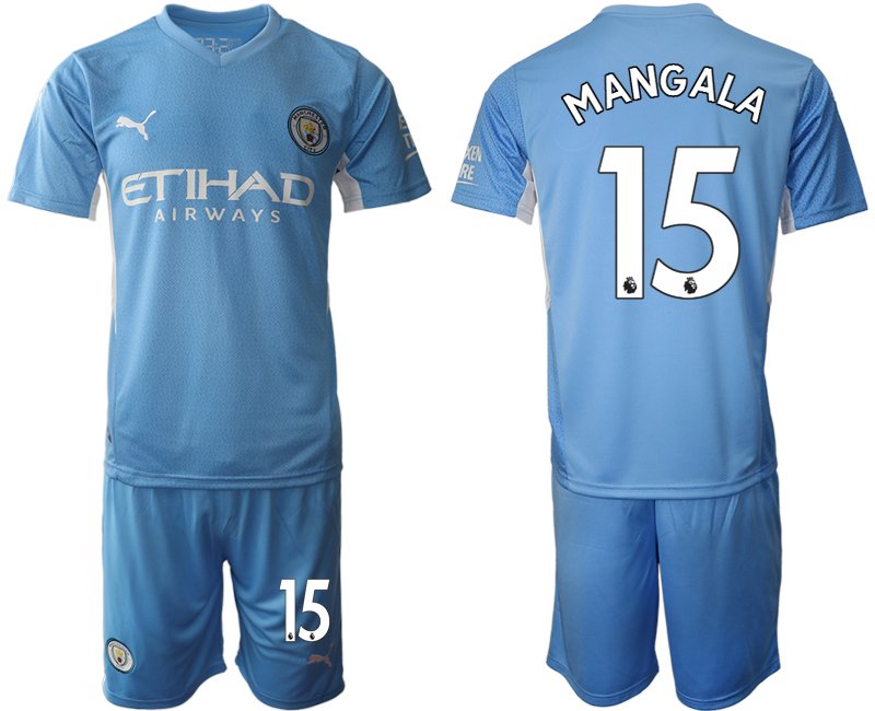 Manchester City 2021/22 Heimtrikot hellblau/weiß Kurzarm + Kurze Hosen MANGALA 15