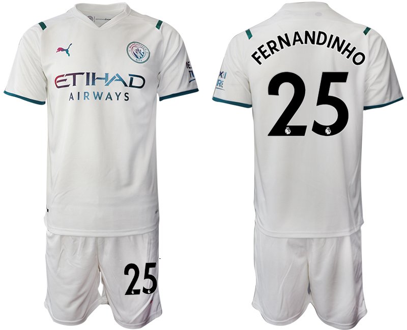 Manchester City Auswärtstrikot 2021-22 mit Aufdruck Fernandinho 25