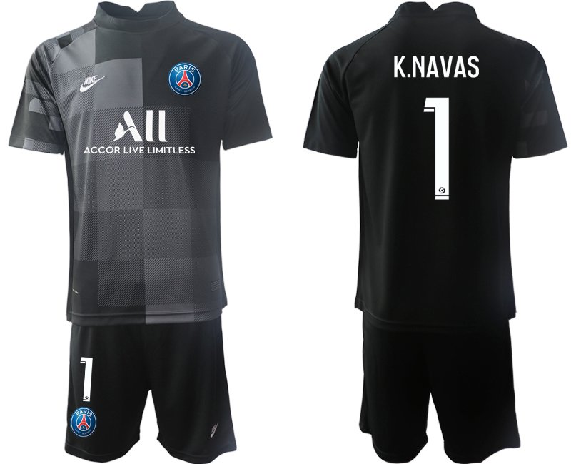 Paris Saint Germain 2021/22 Torwarttrikot Schwarz Trikotsatz mit Aufdruck K.Navas 1