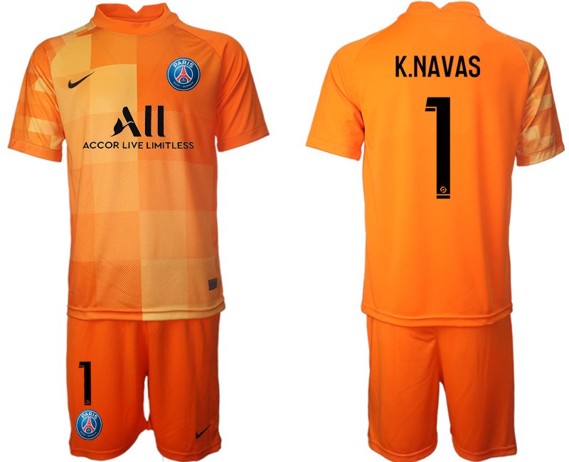 Paris Saint Germain 21/22 Torwarttrikot Orange Trikotsatz mit Aufdruck K.Navas 1