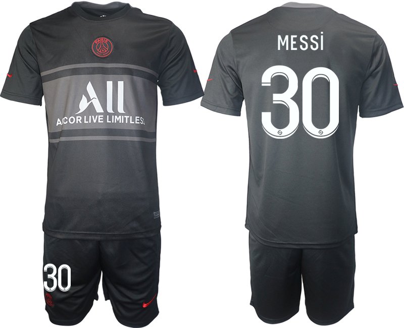 Paris Saint Germain Ausweichtrikot 2021/2022 schwarz/grau mit Aufdruck MESSI 30