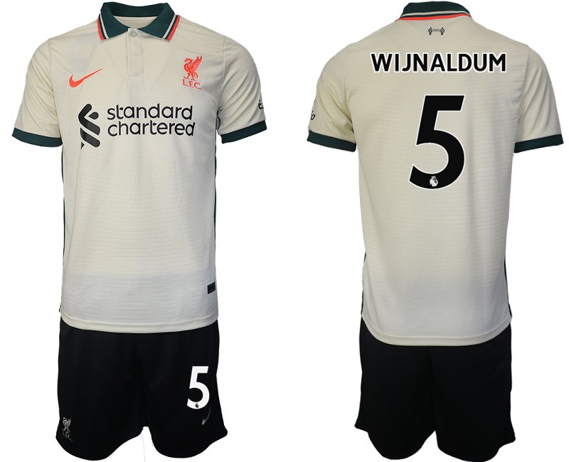 Personalisierbar FC Liverpool Auswartstrikot 2021-22 beige mit Aufdruck WIJNALDUM 5