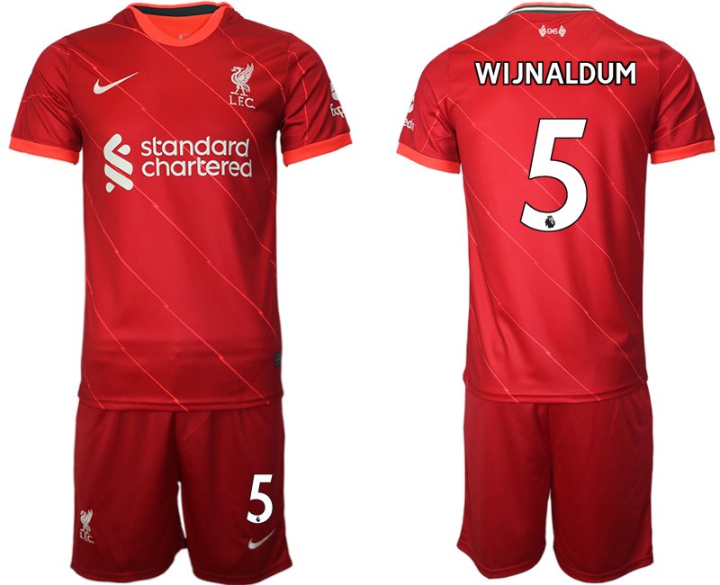 Personalisierbar FC Liverpool Heimtrikot 2021/22 Kurzarm rot mit Aufdruck WIJNALDUM 5