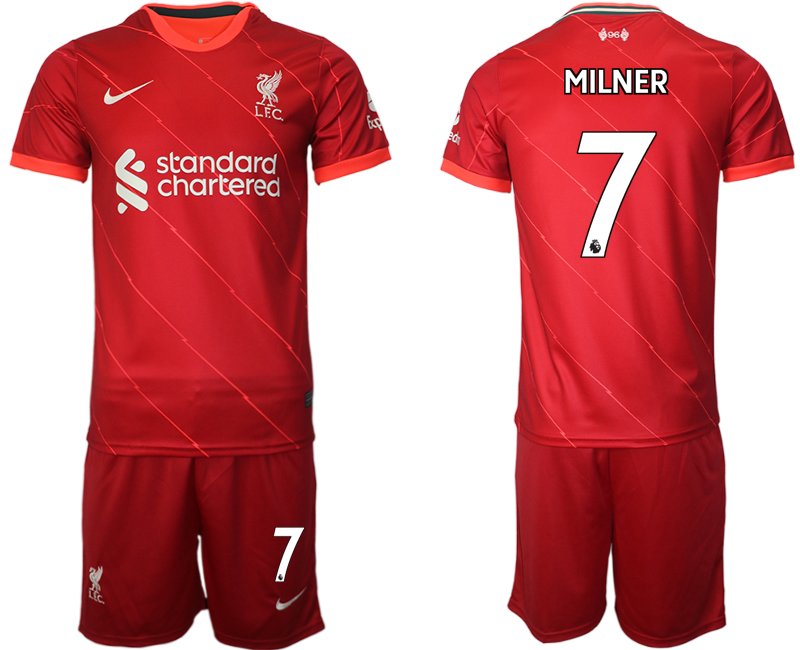 Personalisierbar FC Liverpool Heimtrikot 2021/22 rot Trikotsatz mit Aufdruck MILNER 7