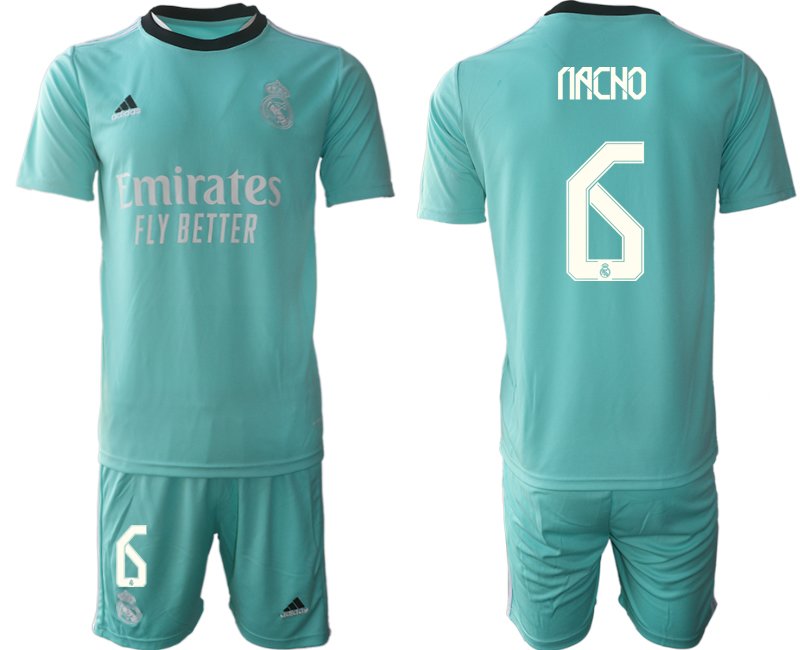 Personalisierbar Real Madrid Ausweichtrikot 2021/22 grün mit Aufdruck Nacho 6