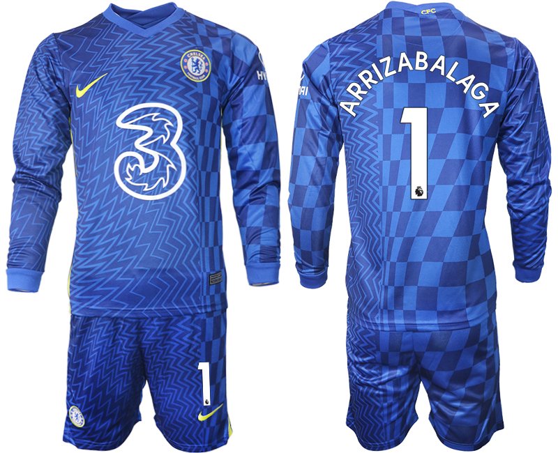 Personalisierbar Trikotsatz Chelsea FC Heimtrikot 2021/22 blau Langarm Arrizabalaga 1