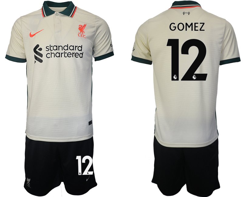 Personalisierbar Trikotsatz FC Liverpool Auswärtstrikot 2021/22 beige mit Aufdruck GOMEZ 12