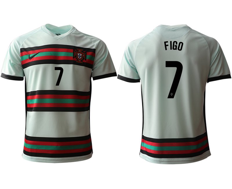 Portugal EURO 2020-21 Auswärts Trikot türkis/schwarz mit Aufdruck FIGO 7 online kaufen