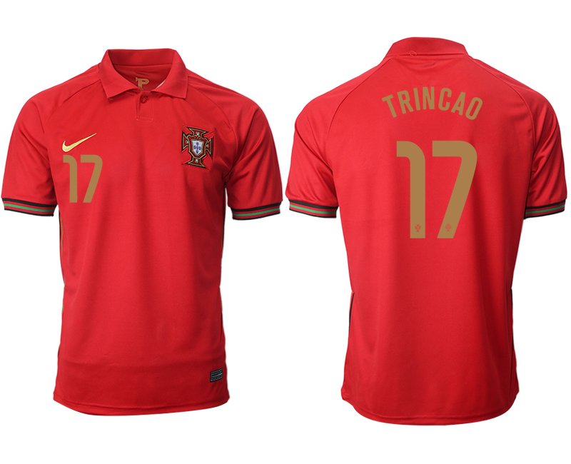 Portugal EURO Vapor Match 2020/21 Heimtrikot Herren rot/gold mit Aufdruck TRINCAO 17