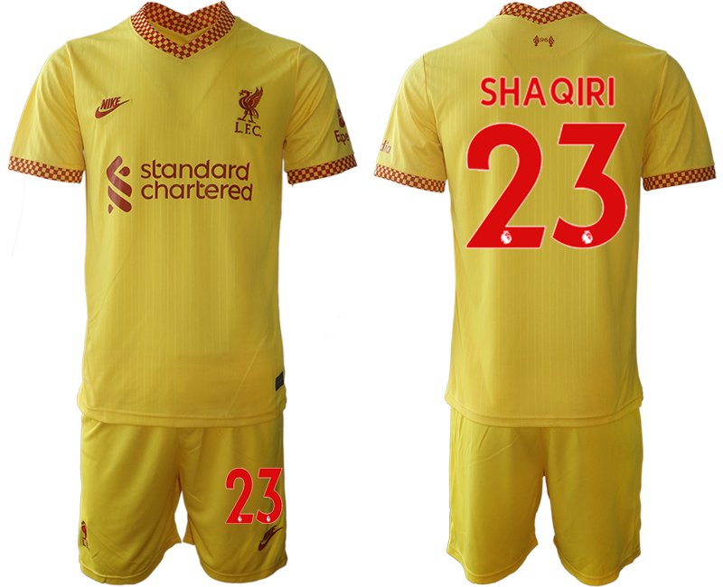 SHAQIRI 23 Liverpool FC Ausweichtrikot 2021/22 gelb-rot Fußball Trikotsatz