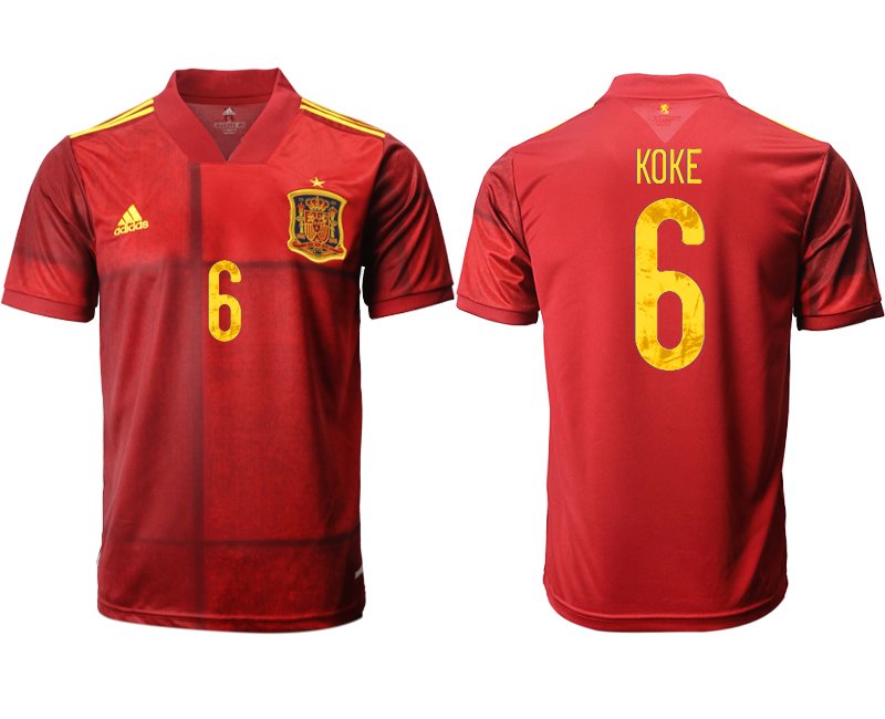 Spanien Trikot Home Herren EURO 2020/21 rot mit Aufdruck KOKE 6