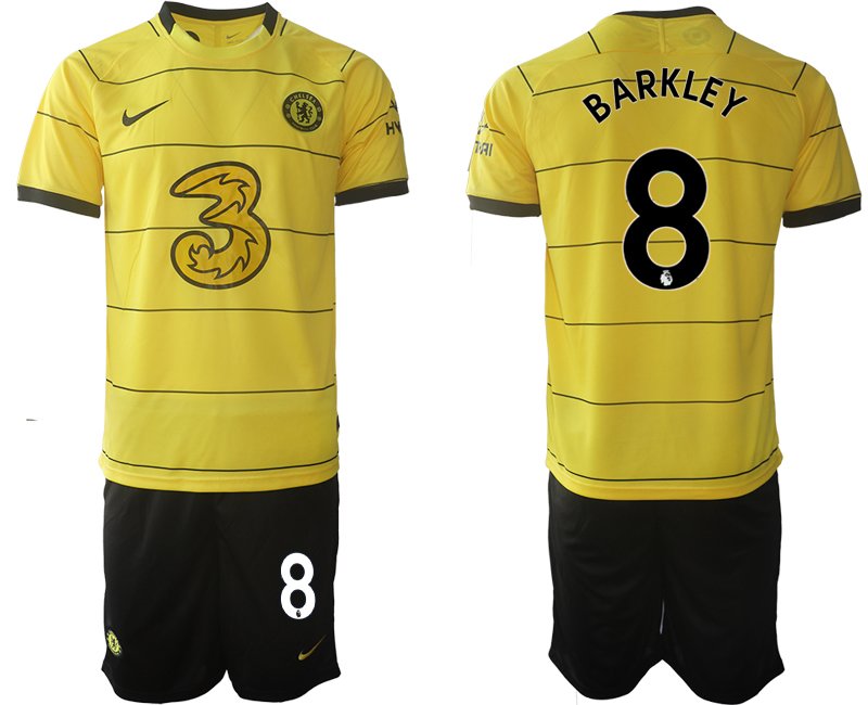 Trikotsatz Chelsea FC 2021/2022 Auswärtstrikot gelb/schwarz mit Aufdruck Barkley 8