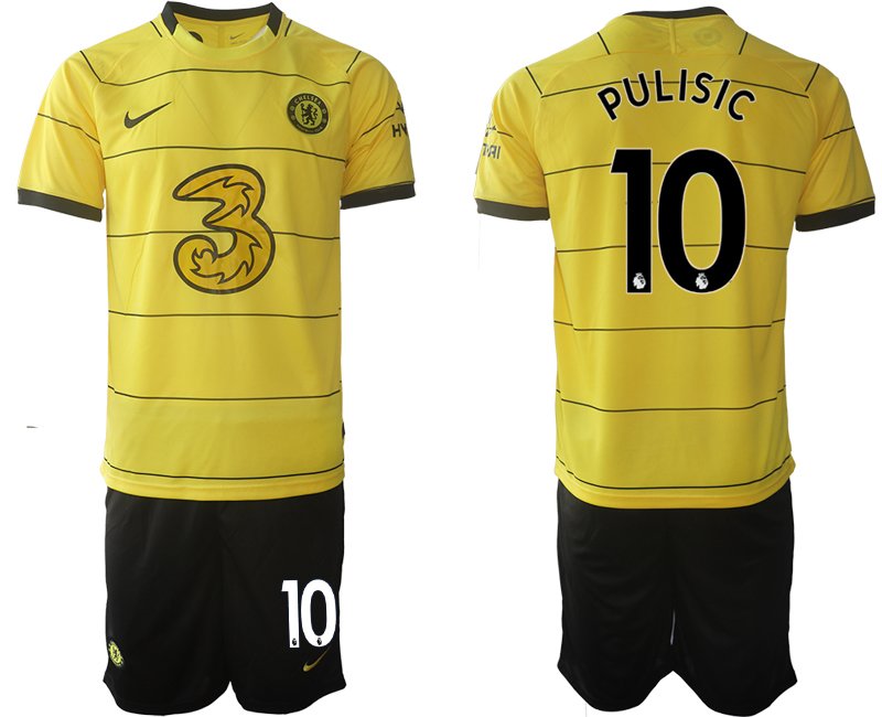 Trikotsatz Chelsea FC 2021/2022 Auswärtstrikot gelb/schwarz mit Aufdruck Pulisic 10