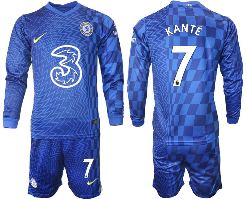 Trikotsatz Chelsea FC Stadium Heimtrikot 2021/22 blau Langarm mit Aufdruck Kanté 7