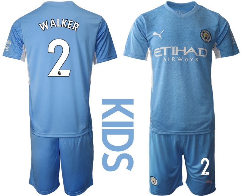 Trikotsatz Manchester City Heimtrikot 2021/22 Kindertrikot mit Aufdruck Walker 2