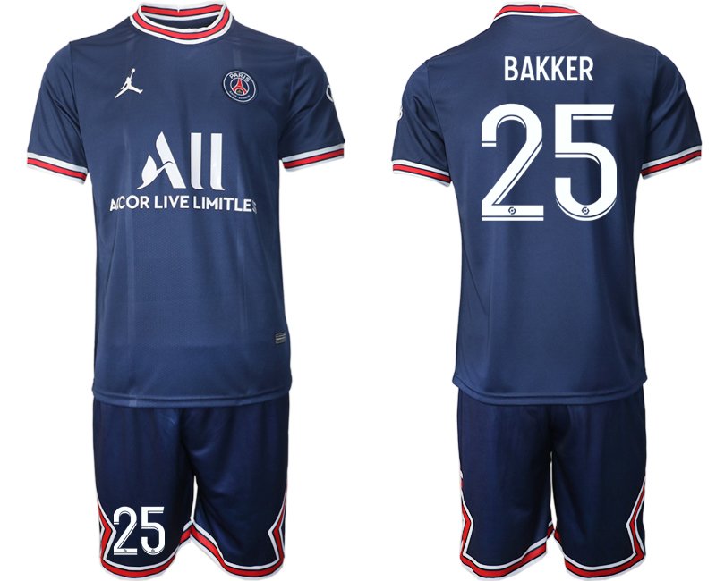 Trikotsatz Paris Saint Germain Heimtrikot 2021-22 Fußballtrikot mit Aufdruck BAKKER 25