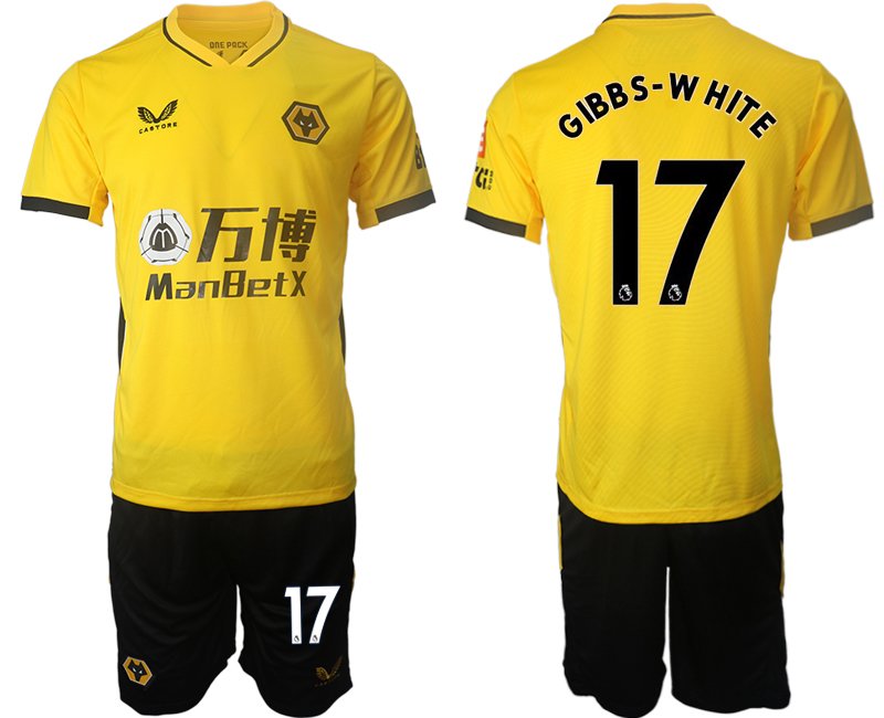 Wolverhampton Wanderers Gelb Trikot 21/22 Heim mit Aufdruck GIBBS-WHITE 17