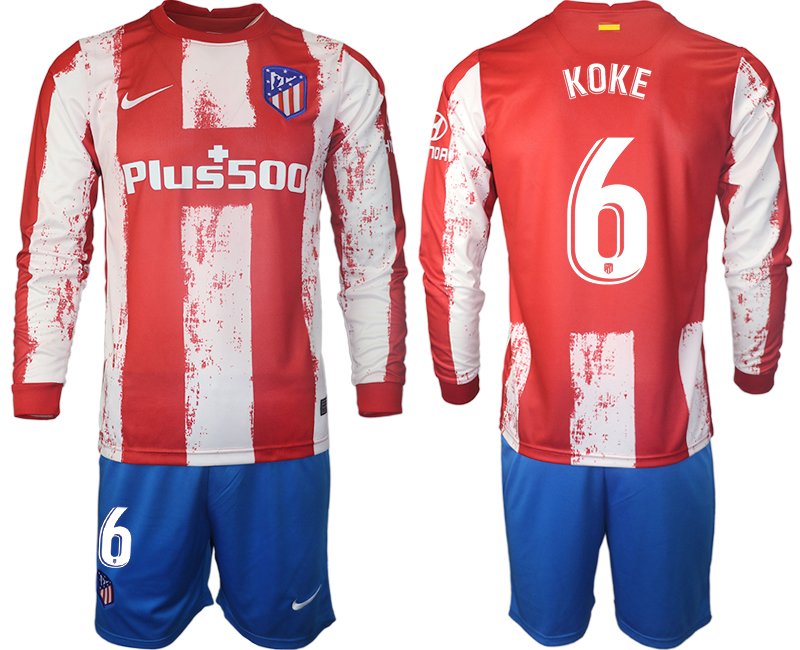 Atlético Madrid 2021-22 Langarm Heimtrikot mit Aufdruck KOKE 6