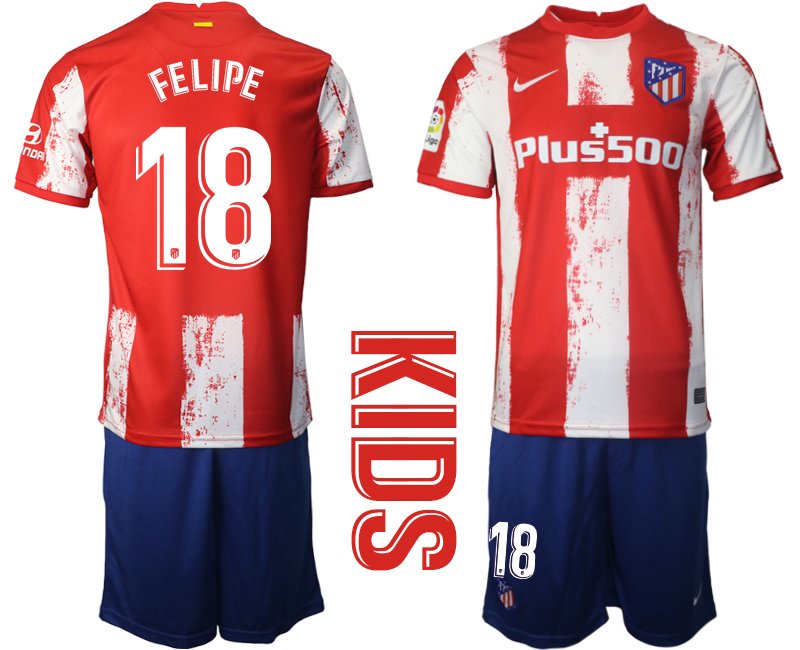 Atlético de Madrid Heimtrikot in rot 2021/2022 für Kinder mit Aufdruck Felipe 18