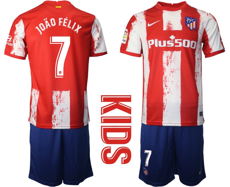 Atlético de Madrid Heimtrikot in rot 2021/2022 für Kinder mit Aufdruck João Félix 7