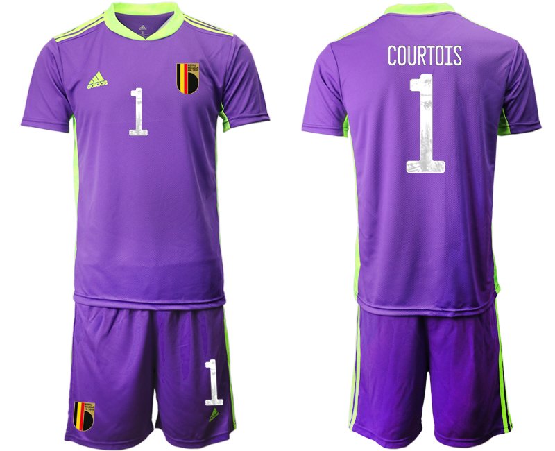 Belgium FIFA World Cup 2022 Goalkeeper Soccer Jersey Purple With COURTOIS 1 Printing