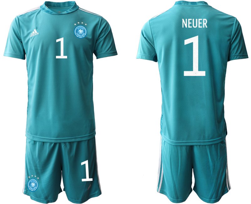 DFB Deutschland Herren Torwarttrikot EM 2020 in blau mit Aufdruck Neuer 1