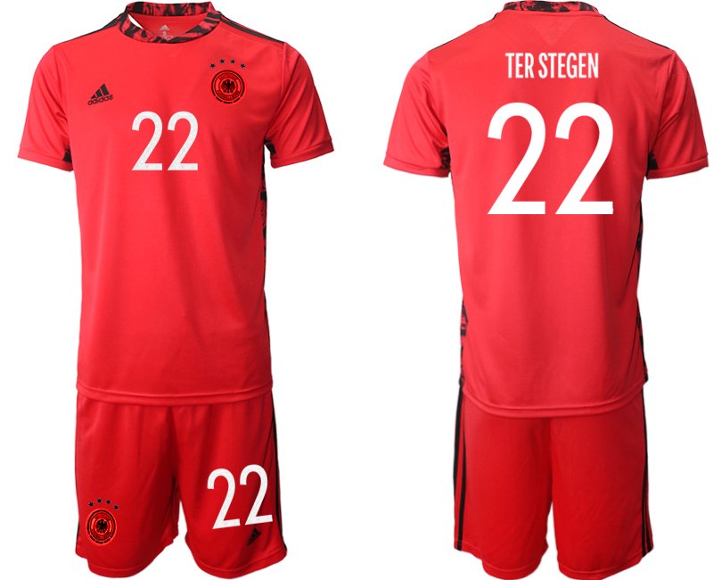 DFB Deutschland Herren Torwarttrikot EM 2020 rot mit Aufdruck TER STEGEN 22